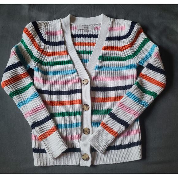 LOFT Petite XS P Striped Button Front Cardigan Sweater Multicolor Long sleeve - Picture 1 of 3